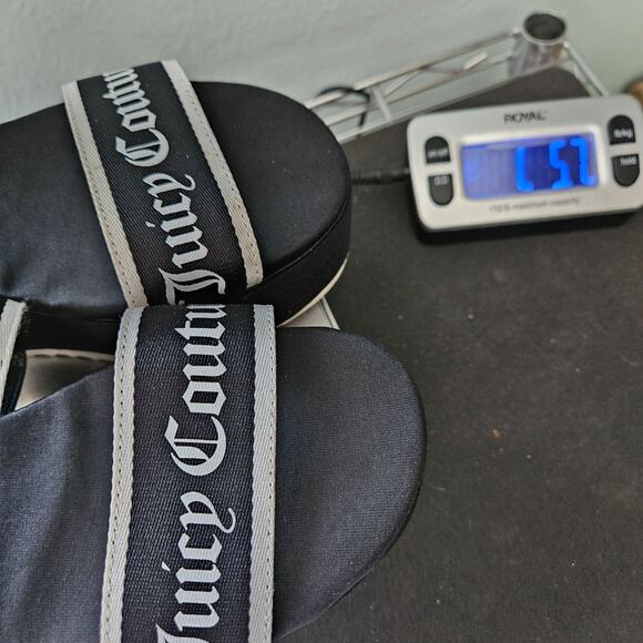 Juicy Couture Dawna Platform Slide Sandal Black White Double Strap Women Size 8 - Picture 11 of 11